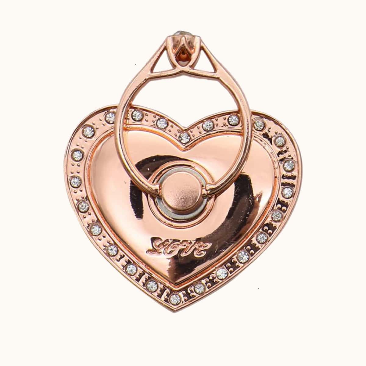

Rhinestone Heart Phone Ring Holder, Rose red