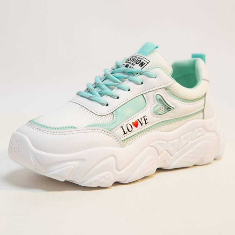 

Letter Graphic Lace-up Mesh Panel Chunky Sneakers, White