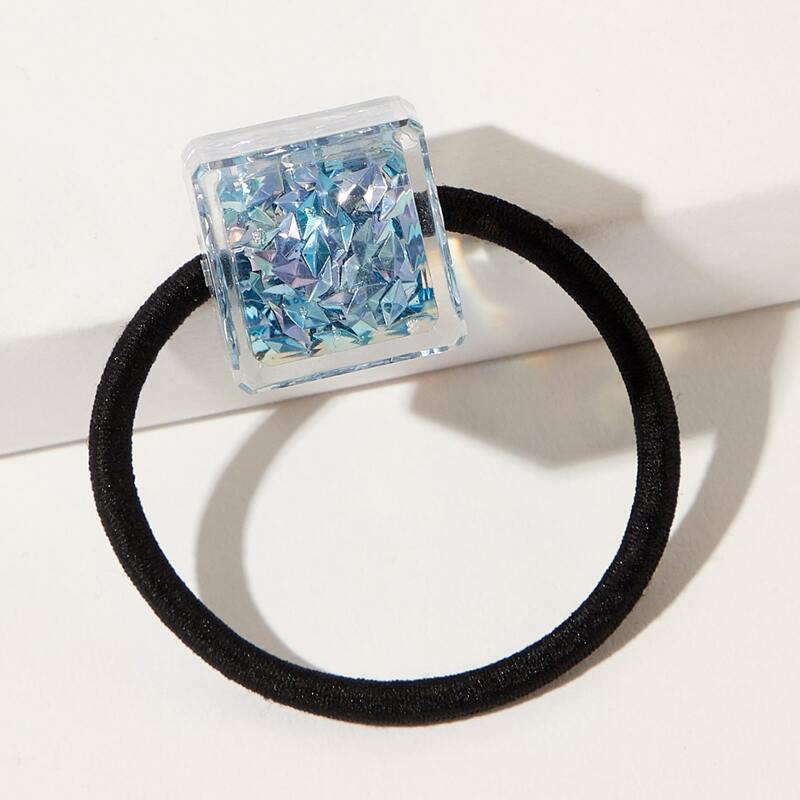 

Glitter Cube Hair Tie, Blue