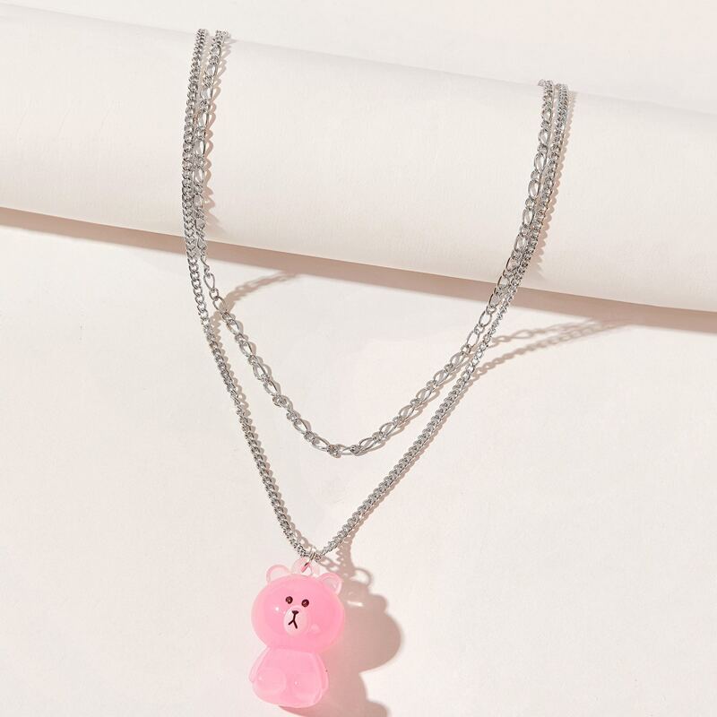 

Bear Layered Necklace, Silver