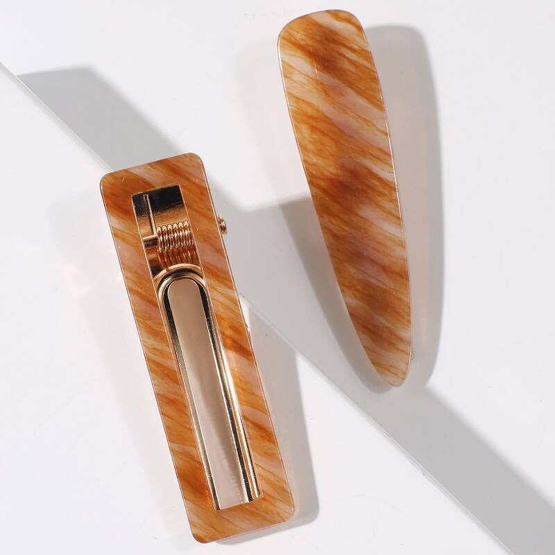 

2pcs Geo Hair Clip, Brown