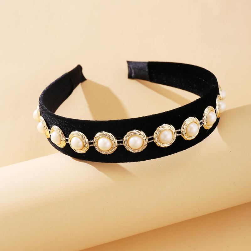 

Faux Pearl Hair Hoop, Black