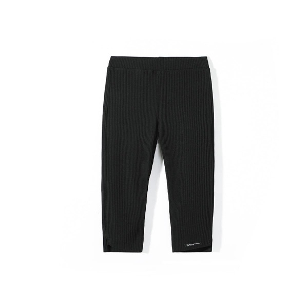 

Girls Letter Patched Rib-knit Leggings, Black