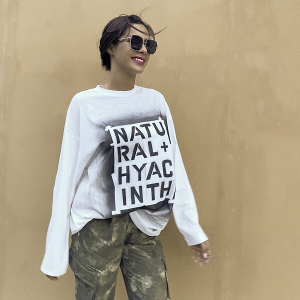 

Drop Shoulder Slogan Graphic Oversized Tee, White