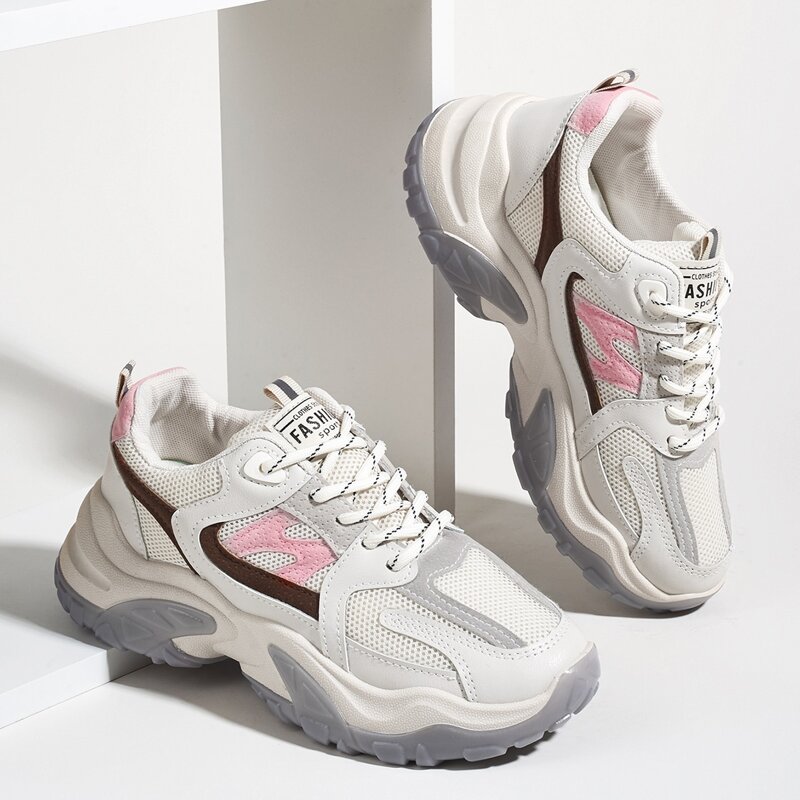 

Letter Graphic Colorblock Sneakers, Beige
