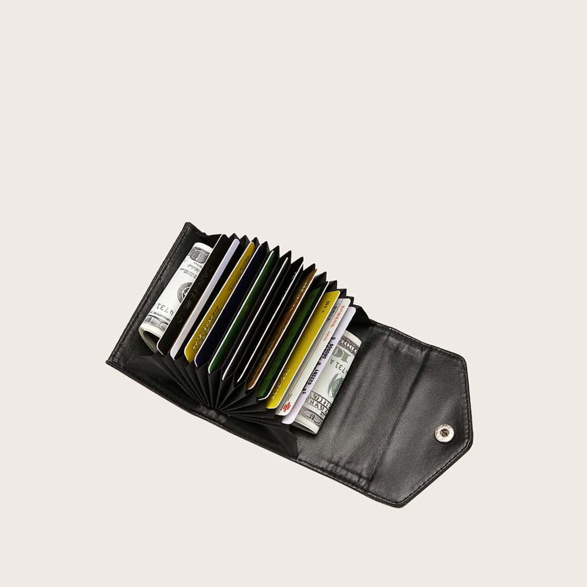 

Snap Button Fold Over Purse, Black
