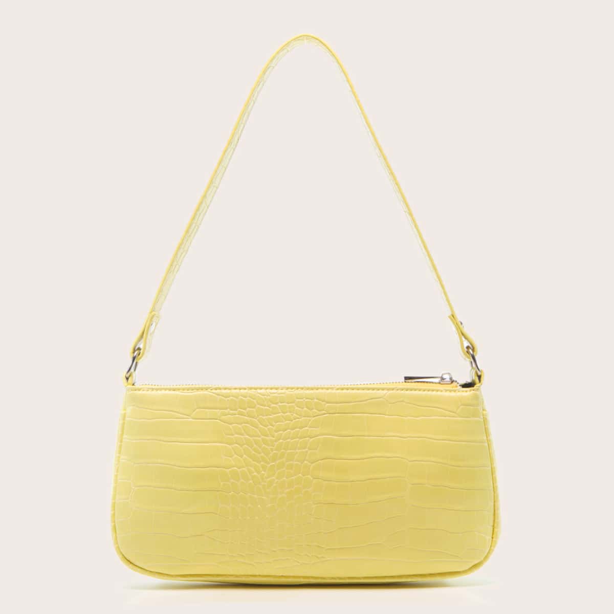 

Croc Embossed Baguette Bag, Yellow
