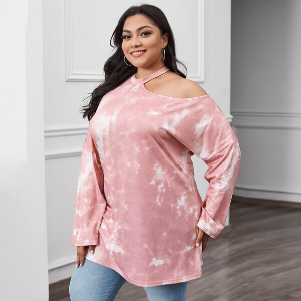 

Plus Tie Dye Cut Out Tee, Dusty pink