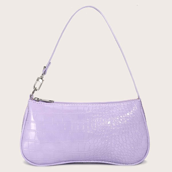 

Croc Embossed Baguette Bag, Mauve purple