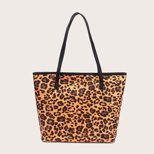 

Leopard Print Tote Bag, Brown