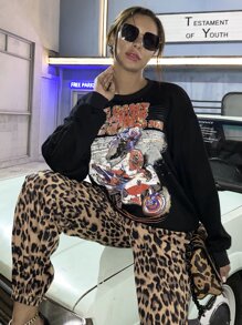 MEYSI KIM Áo nỉ Lá thư Giải trí - màu đen - Xem 1