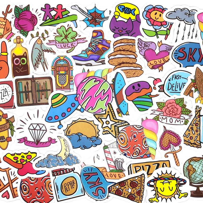 

50pcs Mixed Pattern Sticker, Multicolor