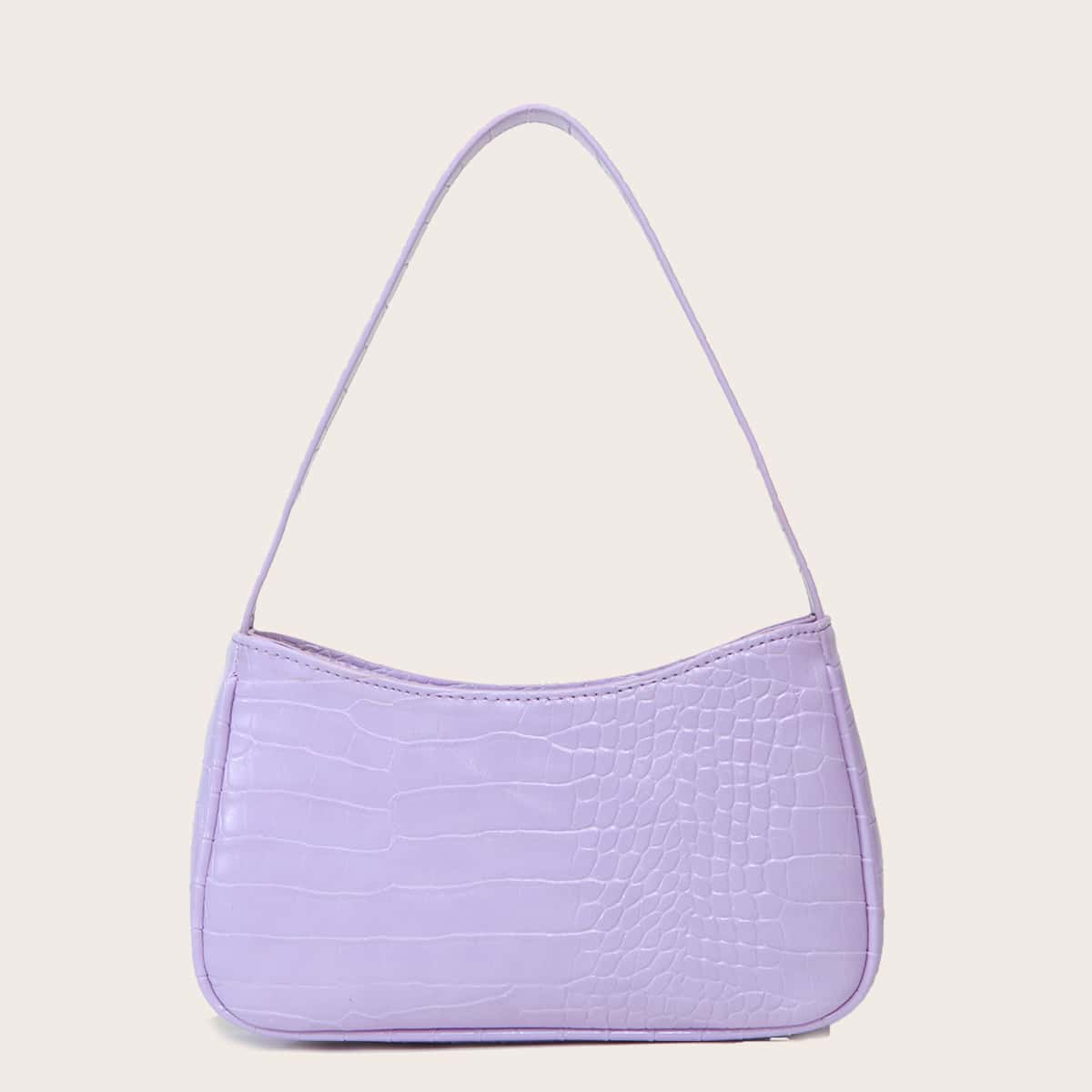 

Croc Embossed Baguette Bag, Purple