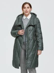 Astrid Abrigo acolchada con capucha con cremallera - Verde Oscuro - Ver 1