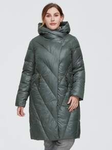 Astrid Abrigo acolchada con capucha con cremallera - Verde Oscuro - Ver 5