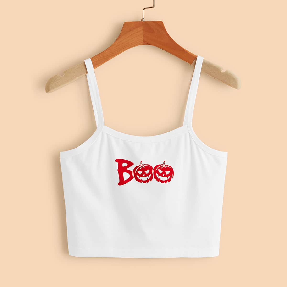 

Halloween Graphic Crop Cami, White
