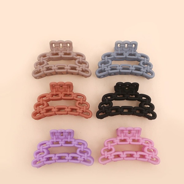 

6pcs Plain Hollow Out Hair Claw, Multicolor