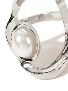 SHEIN BIZwear Faux Pearl Decor Ring - Silver - View 5