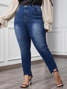 asymmetrical hem jeans
