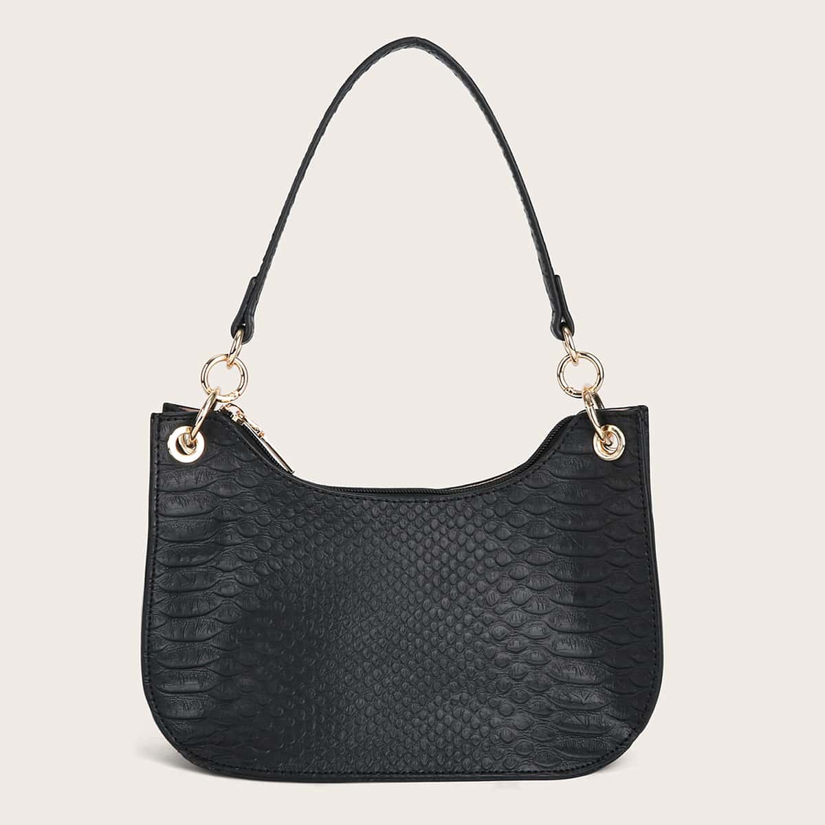 

Textured Shoulder Bag, Black