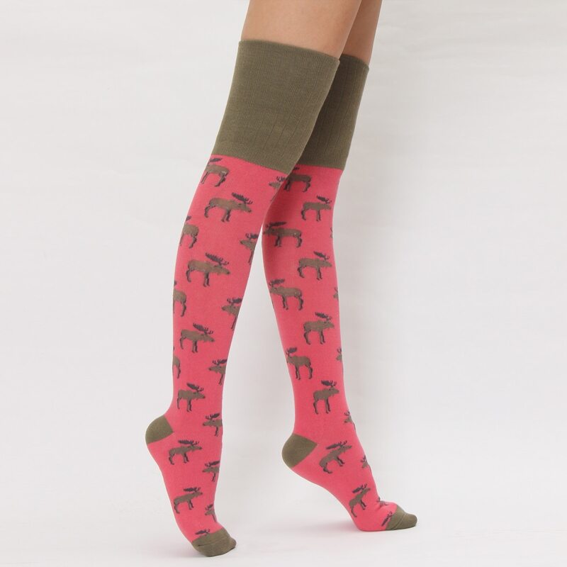 

Cartoon Graphic Over Knee Length Socks, Pink
