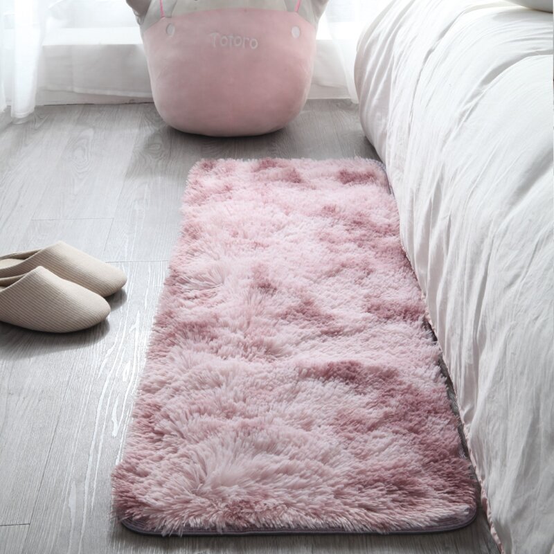 

Solid Faux Fur Floor Mat, Mauve purple