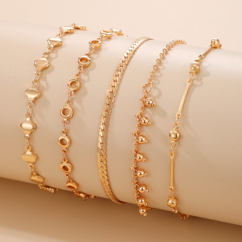 

5pcs Chain Bracelet, Gold