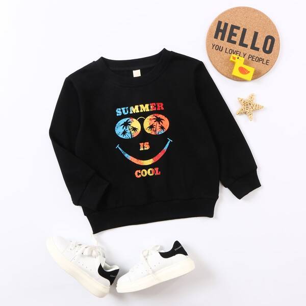 

Toddler Boys Tropical And Slogan Graphic Sweatshirt, Black