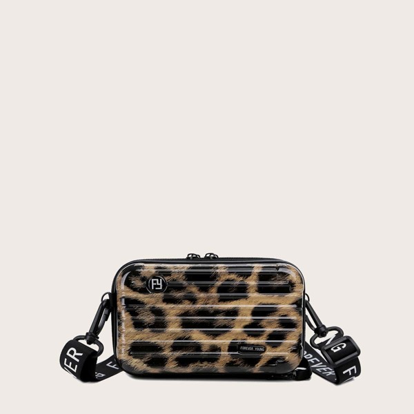 

Girls Suitcase Shaped Leopard Crossbody Bag, Multicolor