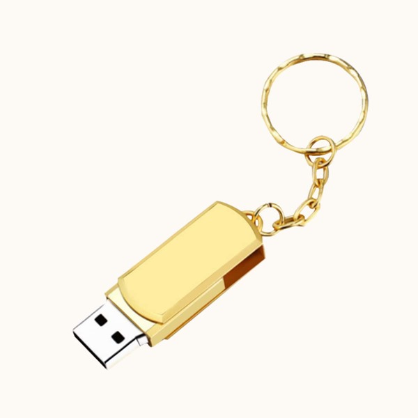 

Metal USB Flash Drive With Keychain, Gold