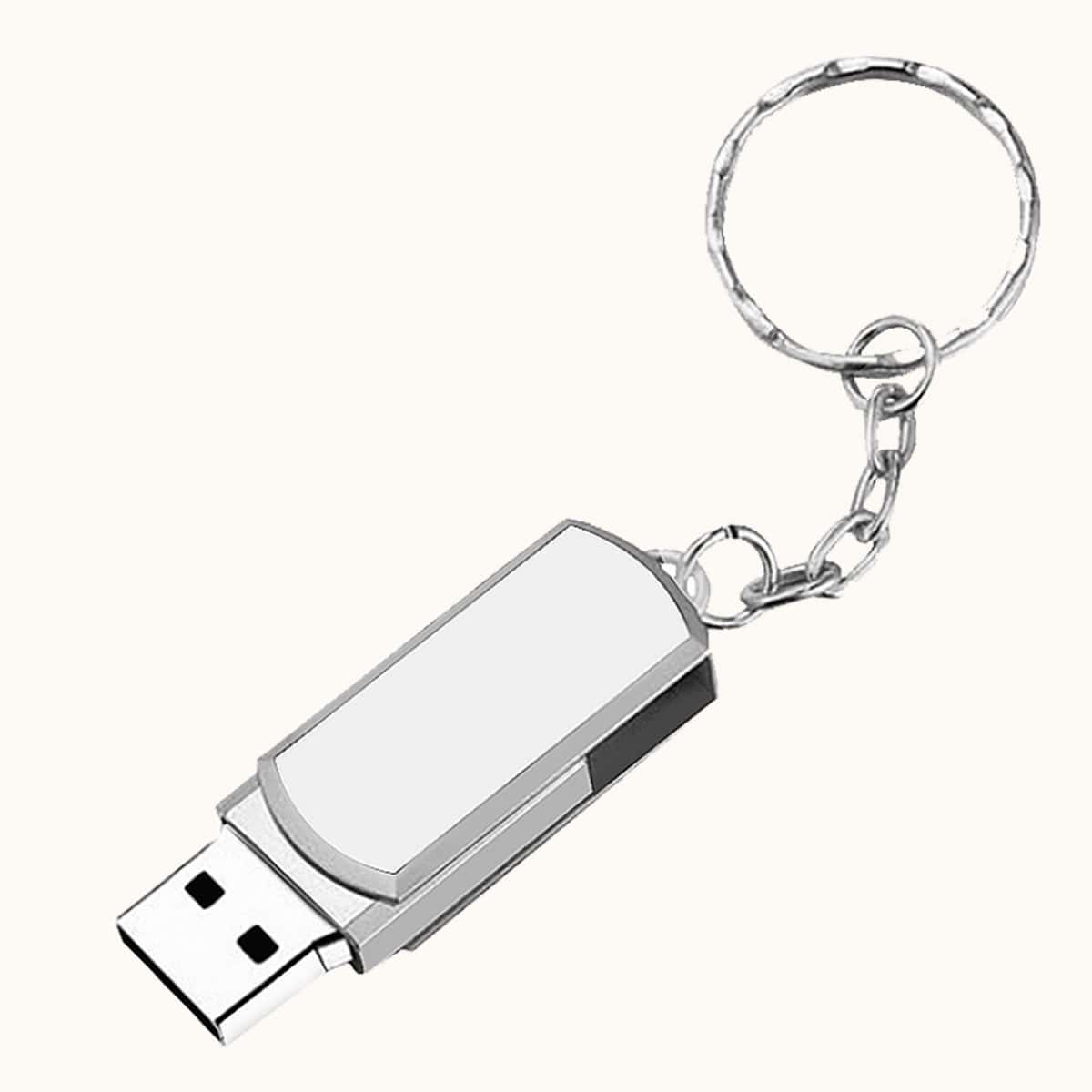 

Metal USB Flash Drive With Keychain, Silver