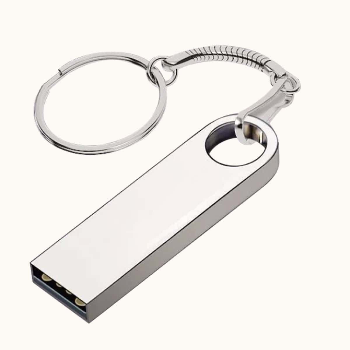 

Metal USB Flash Drive With Keychain, Silver