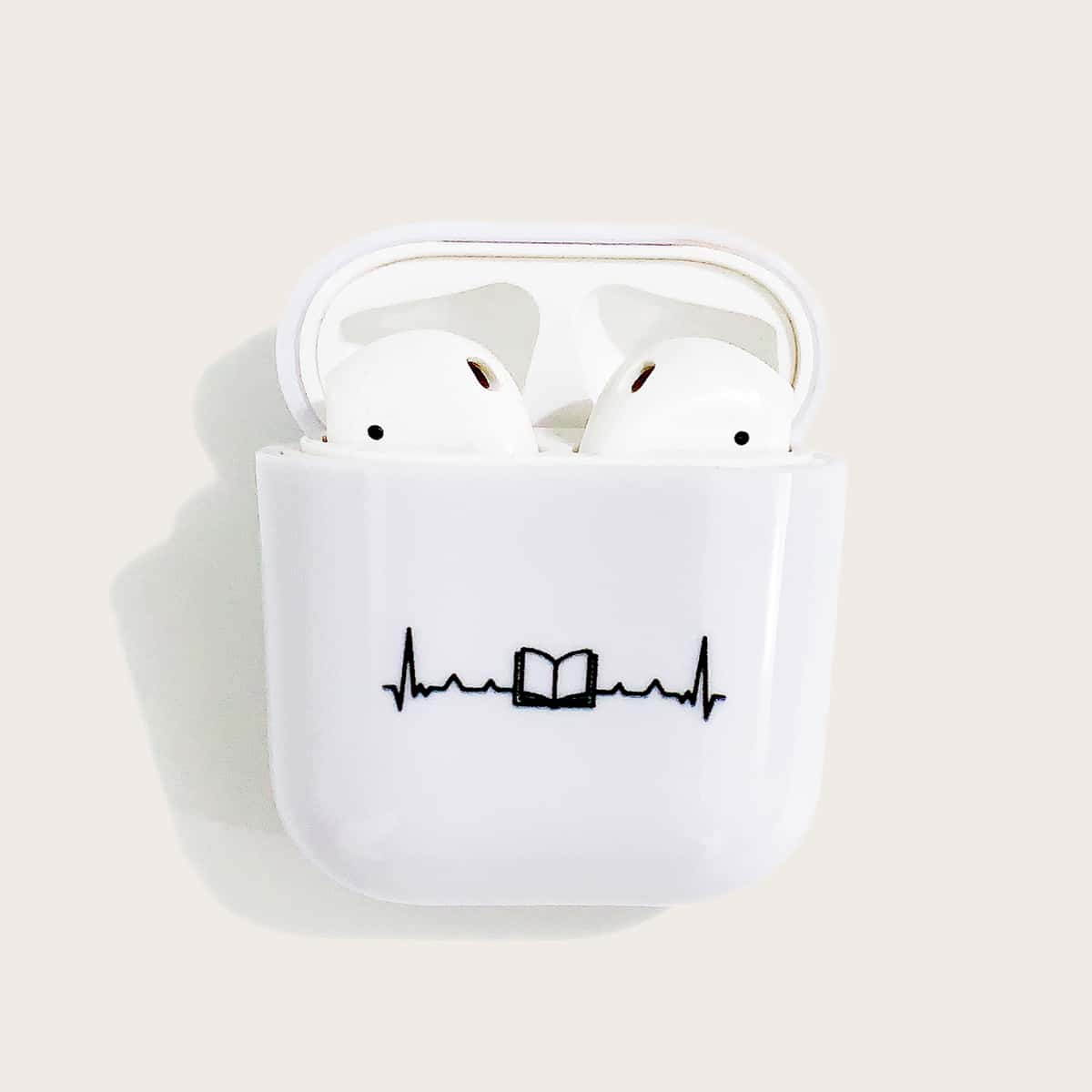 

Line Book Pattern Airpods Case, White