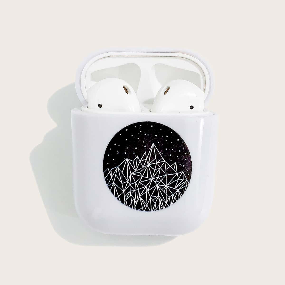 

Geo Mountain Pattern Airpods Case, White