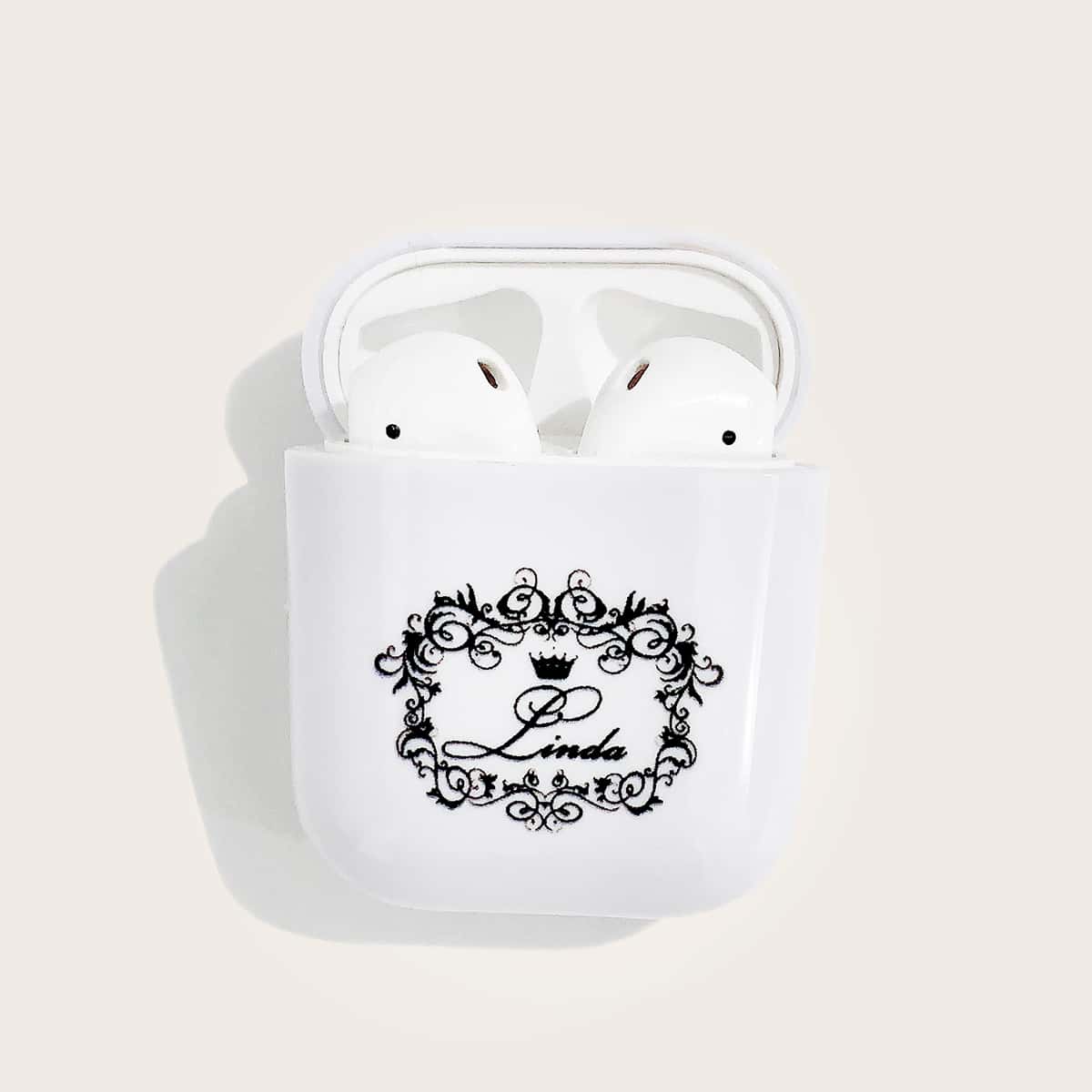 

Scroll Print Airpods Case, White