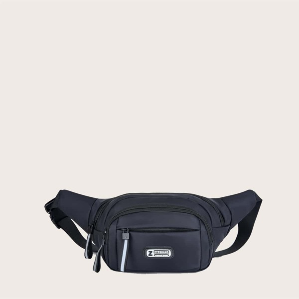 

Men Zip Front Fanny Pack, Black