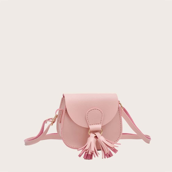 

Girls Tassel Charm Saddle Bag, Pink
