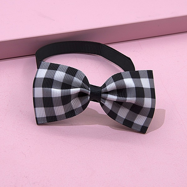 

1pc Gingham Pattern Bow Decor Cat Collar, Black and white