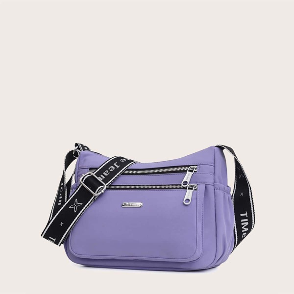 

Dual Zip Front Crossbody Bag, Purple