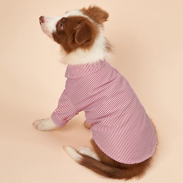 

1pc Pinstripe Pattern Dog Shirt, Red