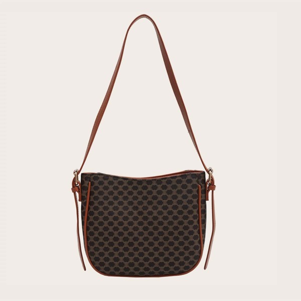 

Graphic Print Shoulder Bag, Coffee brown