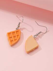 Bông tai thả bánh quế quyến rũ - màu nâu - Xem 3