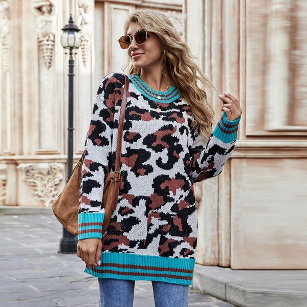 

Striped Drop Shoulder Sweater, Multicolor