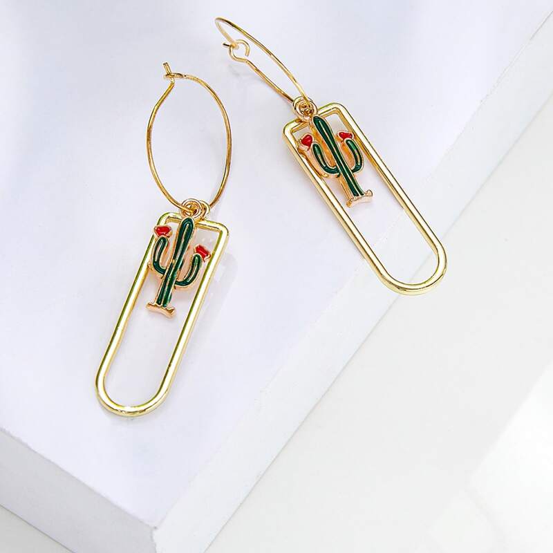 

Cactus Charm Drop Earrings, Gold