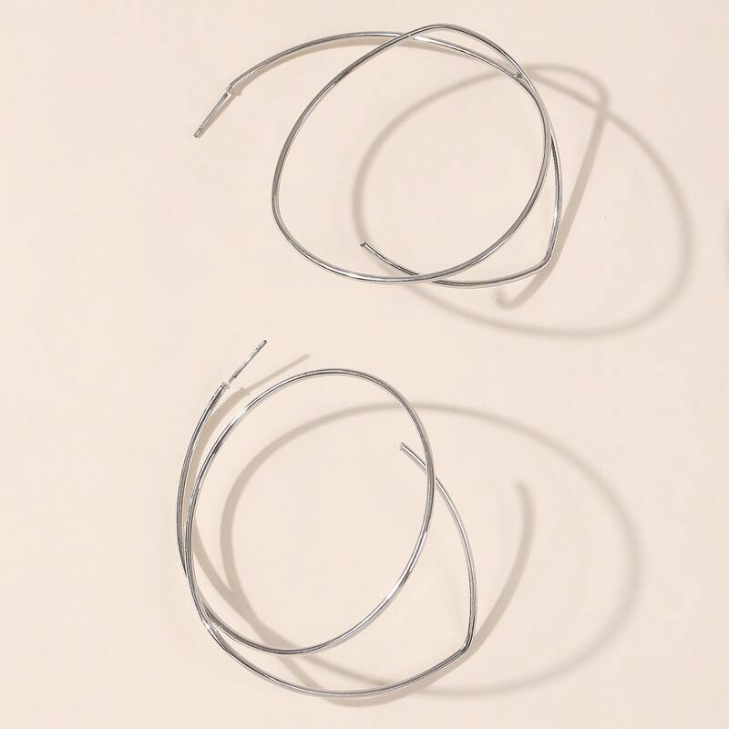 

Irregular Design Stud Earrings, Silver