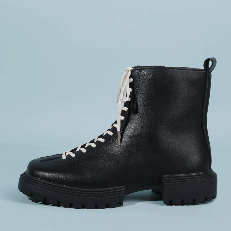 

Lace-up Front Combat Boots, Black