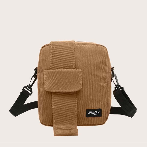 

Letter Patch Crossbody Bag, Brown