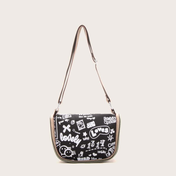 

Letter Graphic Shoulder Bag, Multicolor