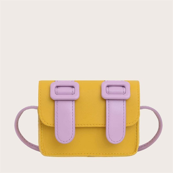 

Girls Color Block Flap Crossbody Bag, Yellow