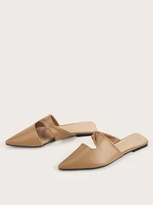 Cut Out Point Toe Flat Mules